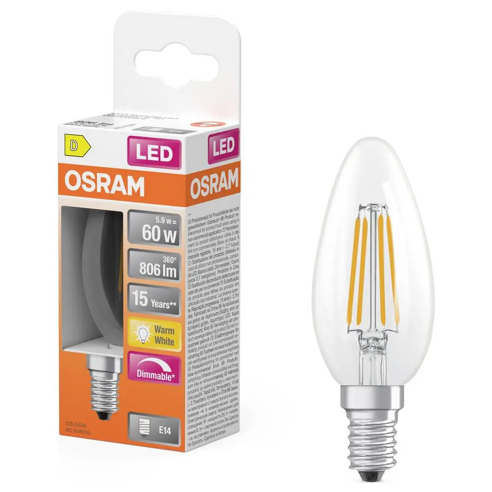 B-Ware Osram Led Lampe Glühbirne Kerze E14 Filament Warmweiß Dimmbar 5,9 W 100 Stück - 4058075654471