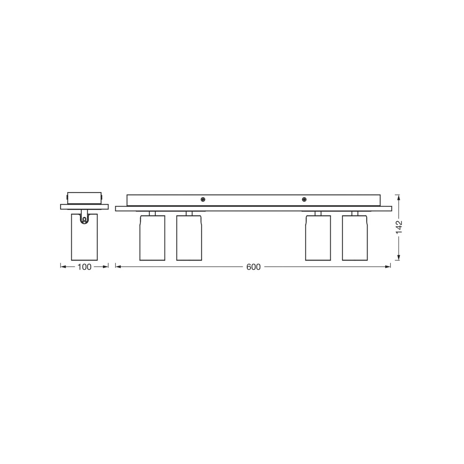 B-Ware Osram Deckenstrahler Strahler Mercury Schwarz 4 Spot Gu10 Led 927 Dim - 4099854471155