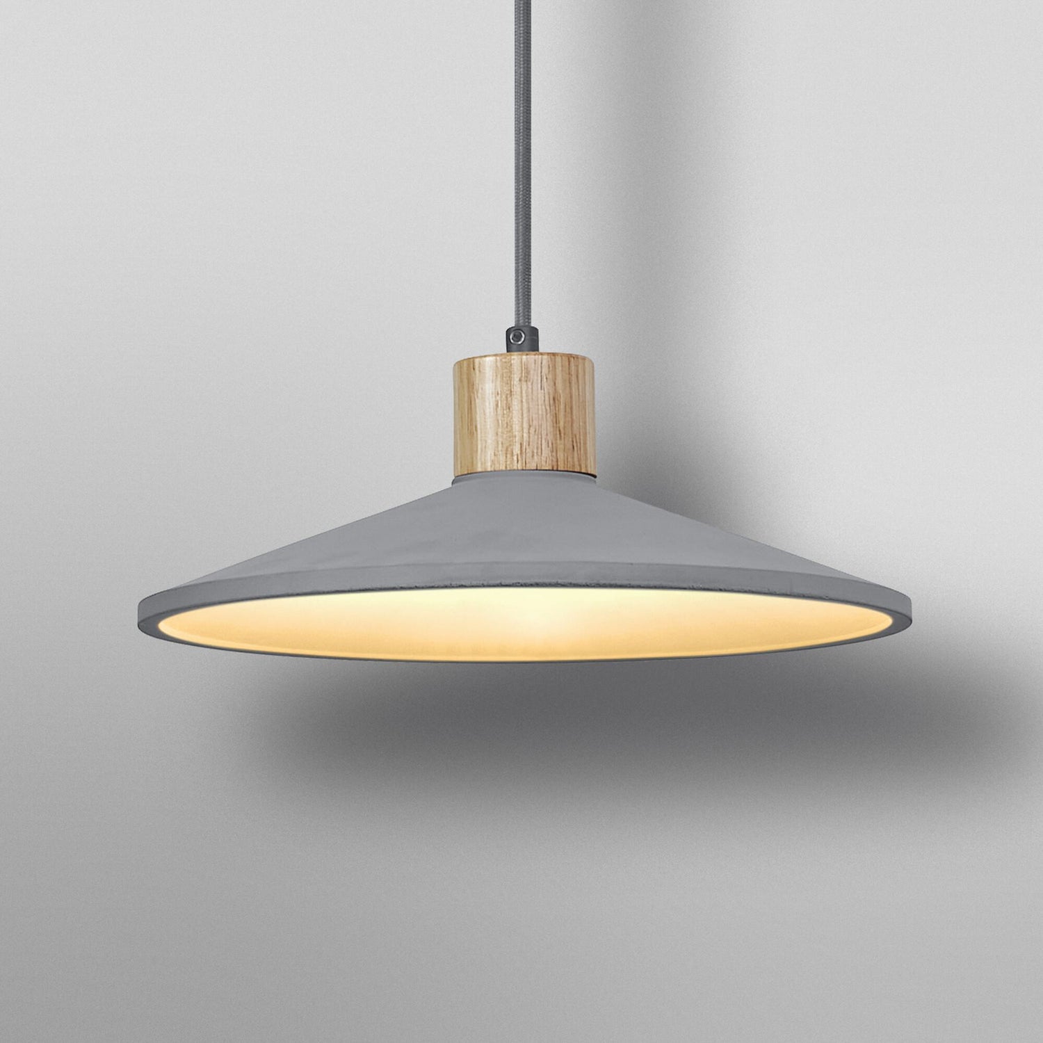 B-Ware Osram Hängeleuchte Pendelleuchte Concrete Wood ø32cm Grau Holz Beton Lampe E27  - 4099854459269