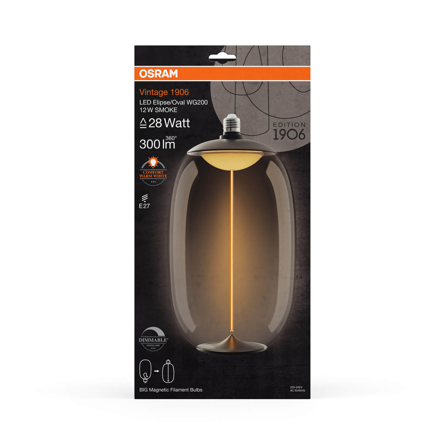OSRAM LED Lampe Glühbirne Filament Vintage E27 Big Elipse Oval Smoke dimmbar - 4058075836341