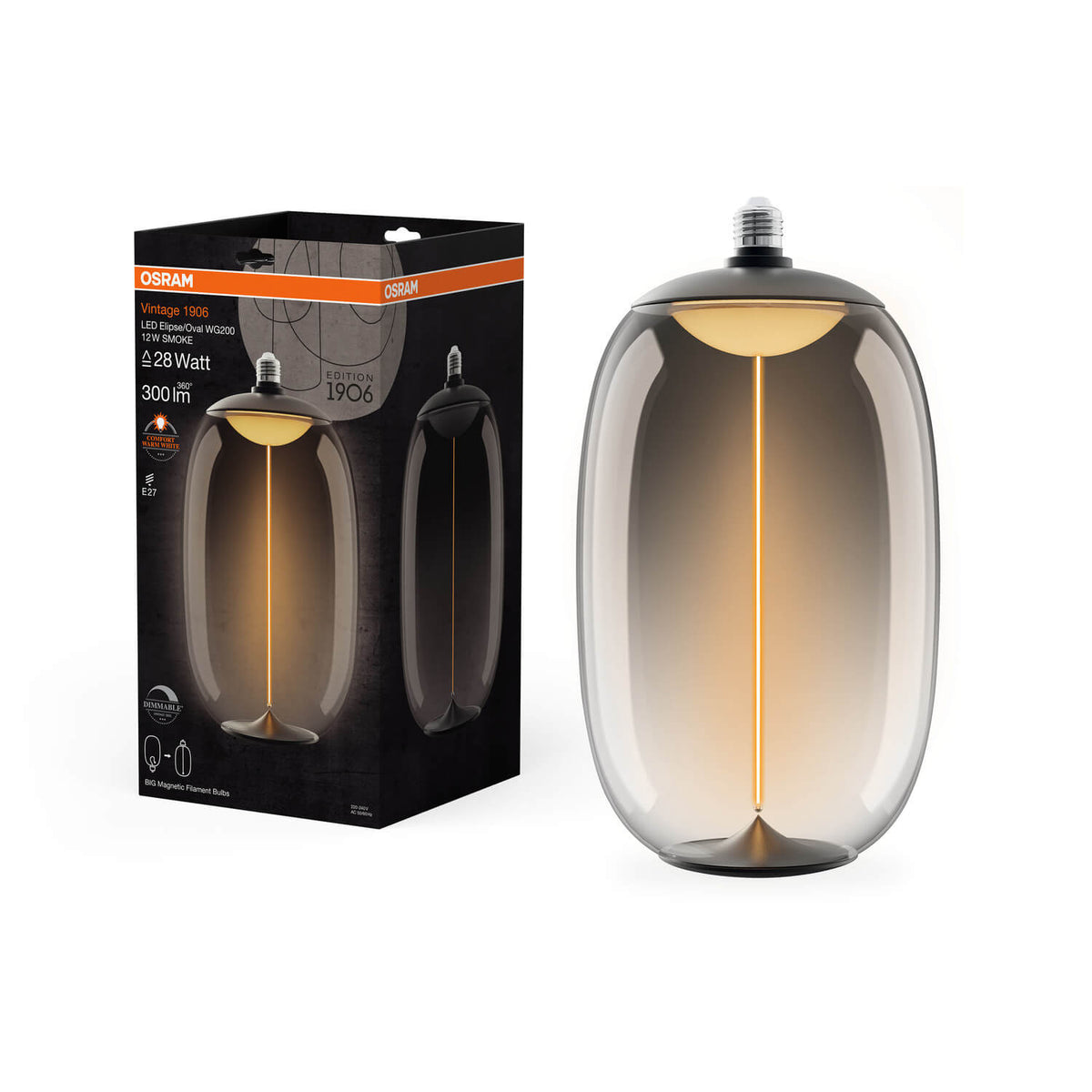 OSRAM LED Lampe Glühbirne Filament Vintage E27 Big Elipse Oval Smoke dimmbar - 4058075836341