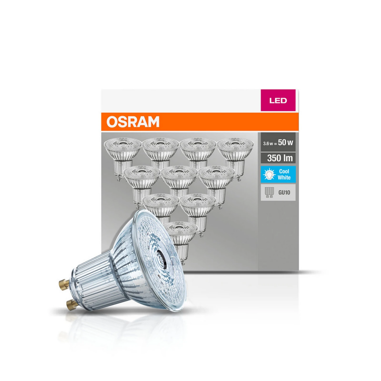 B-Ware Osram Reflektor Lampe Led Leuchtmittel Gu10 Universalweiß Klar 4,3 W Glas 2 Stück - 4058075036703