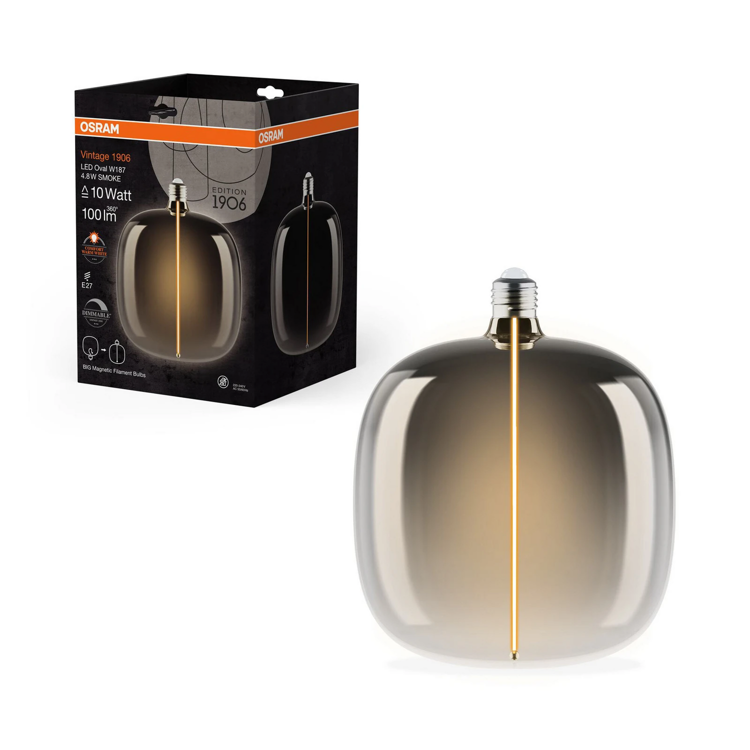 B-Ware Osram Led Vintage Big Oval E27 4,8 W 818 Filament Smoke Dim Leuchtmittel Lampe