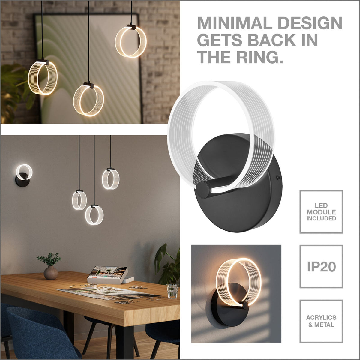 OSRAM Wandleuchte Wandlampe LED Decor Circle CCT Lichtfarbe schwarz - 4099854453410