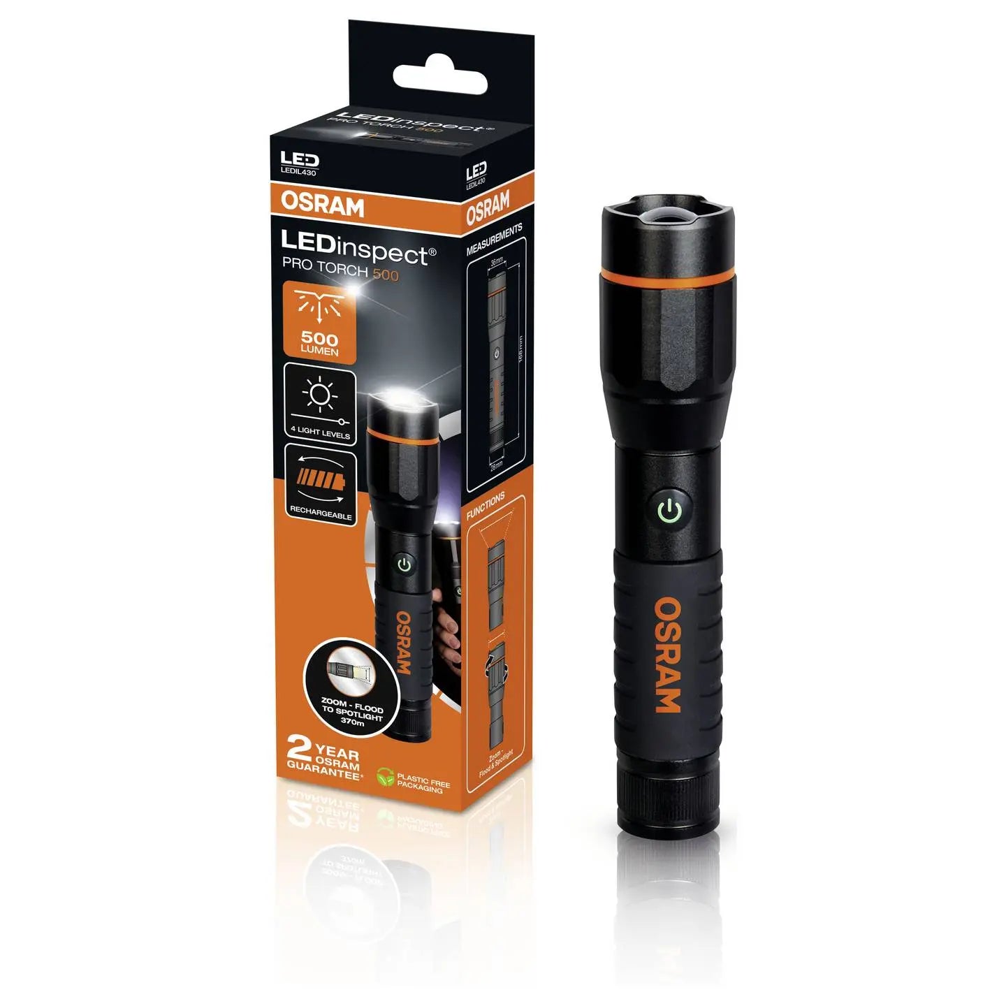 B-Ware Osram Le Dinspect Pro Torch 500 Arbeitsleuchte Lampe Led Zoomfunktion 2000m Ah - 4062172416108