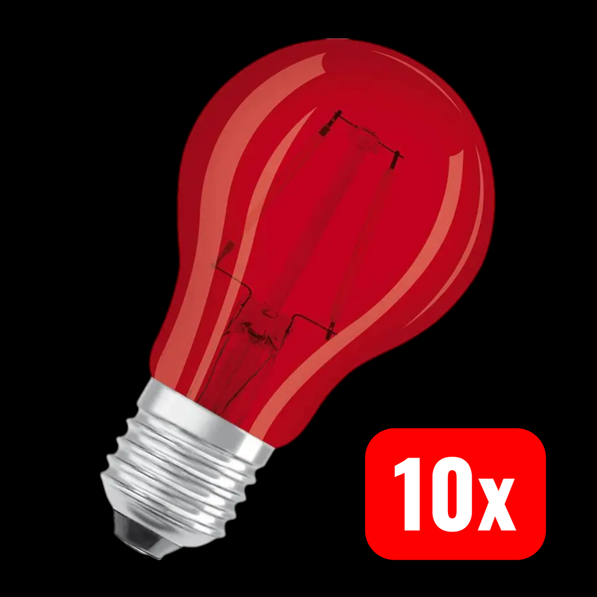 OSRAM LED Lampe Glühbirne E27 Rot Klar Classic A60 2,5W 230V Licht 10 STÜCK - 4058075433946