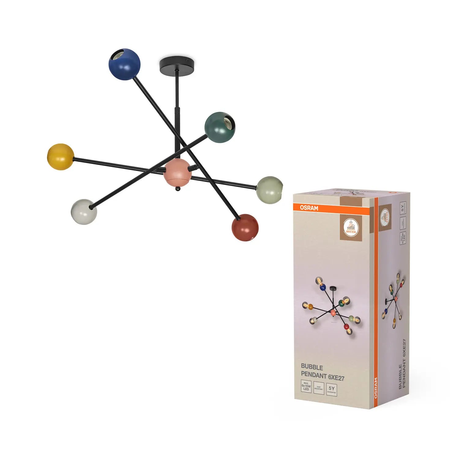 B-Ware Osram Pendelleuchte Hängeleuchte Decor Bubble Multicolor E27 Stahl Bunt772 - 4099854458583