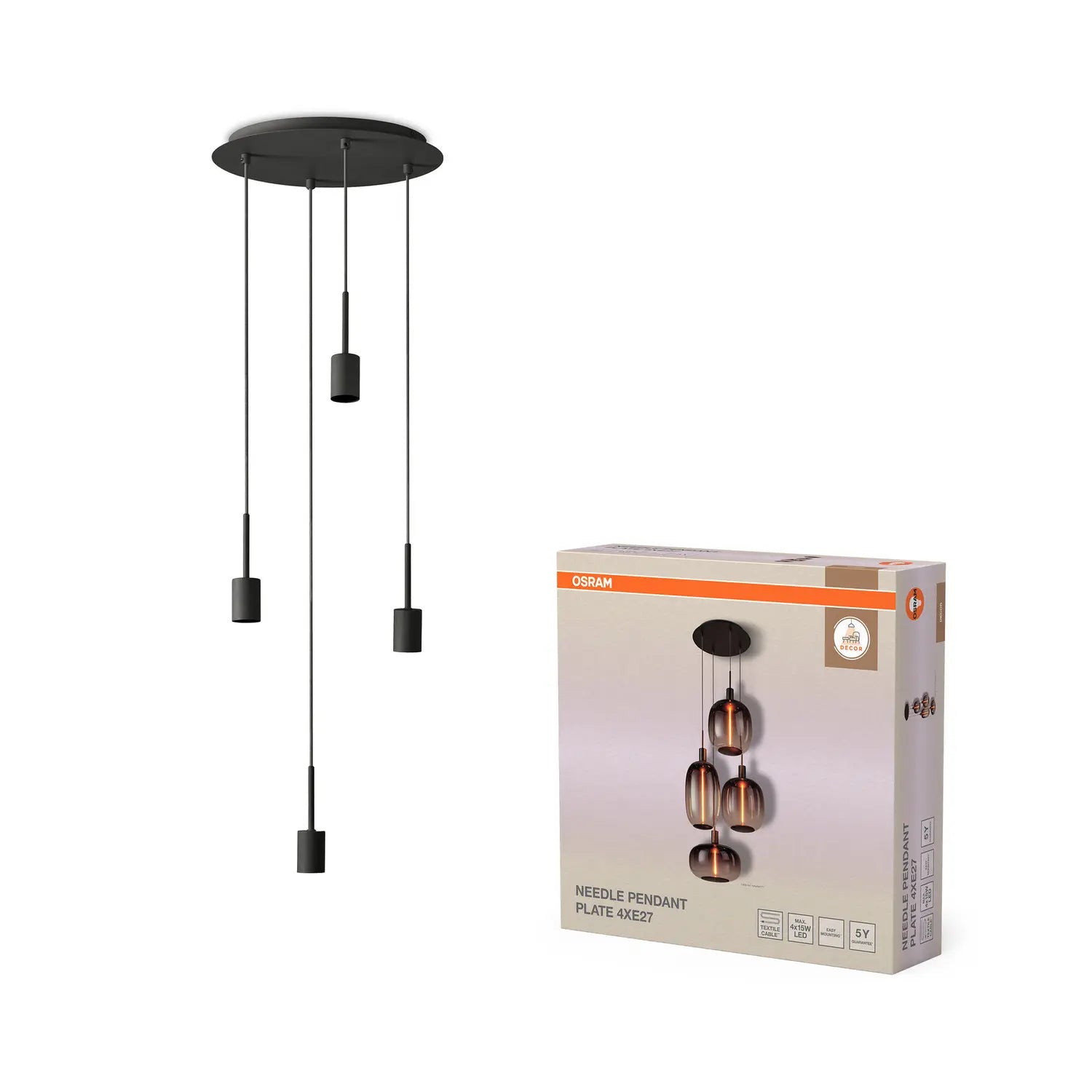 B-Ware Osram Pendelleuchte Hängelampe Decor Needle Plate Anthrazit 4 Flammig E27 Led860 - 4058075848481