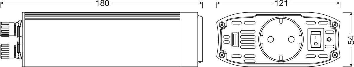 OSRAM POWERinvert 300W Wechselrichter 12V DC auf 230V AC mit Schutzfunktionen - 4062172406598