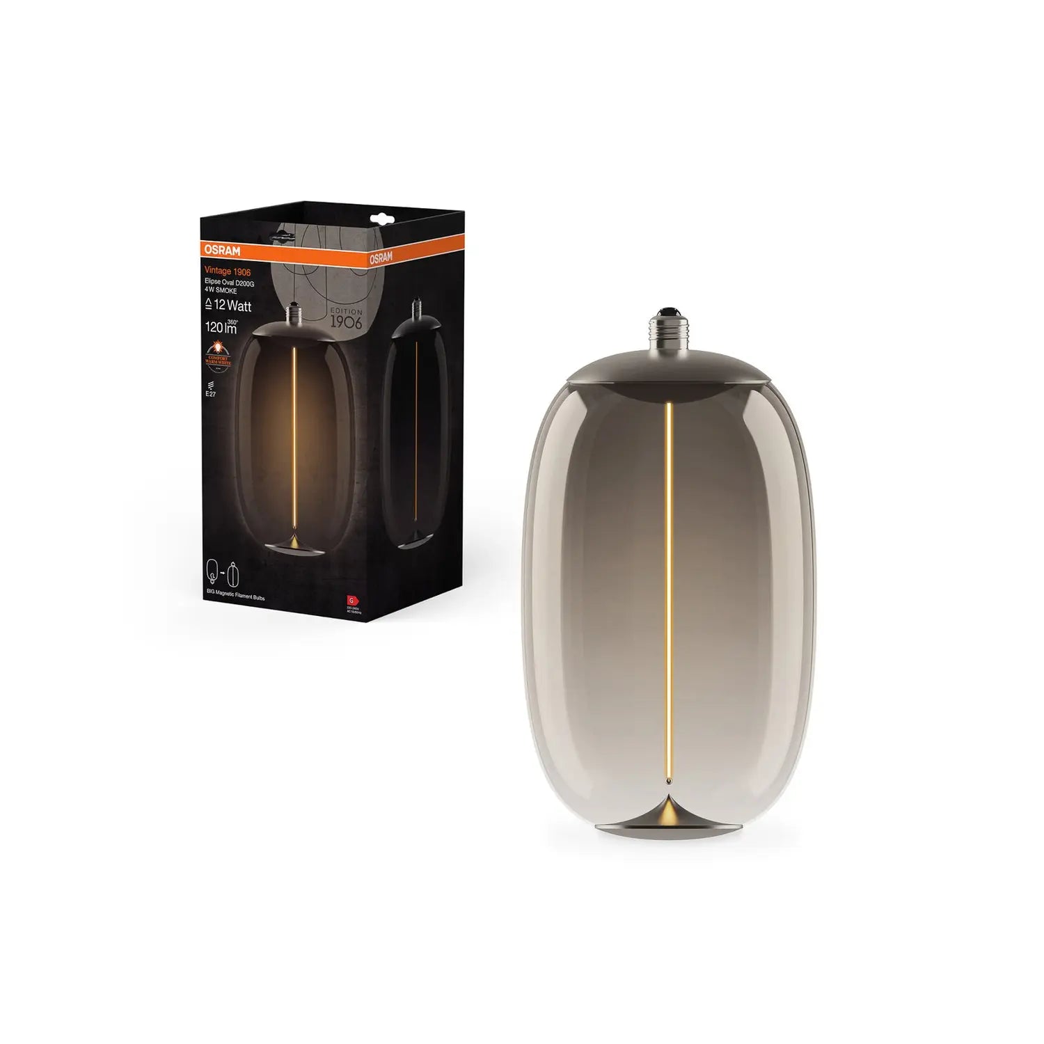 B-Ware Osram Leuchtmittel Glühbirne Vintage 1906 Big Elipse E27 Rauchgrau 1800 K Led 4 W - 4099854173981