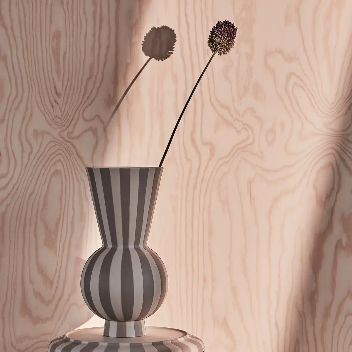 B-Ware Oyoy Vase Gefäß Streifenmuster Keramik Weiß Schwarz 28 Cm Toppu Serie - 5712195075927