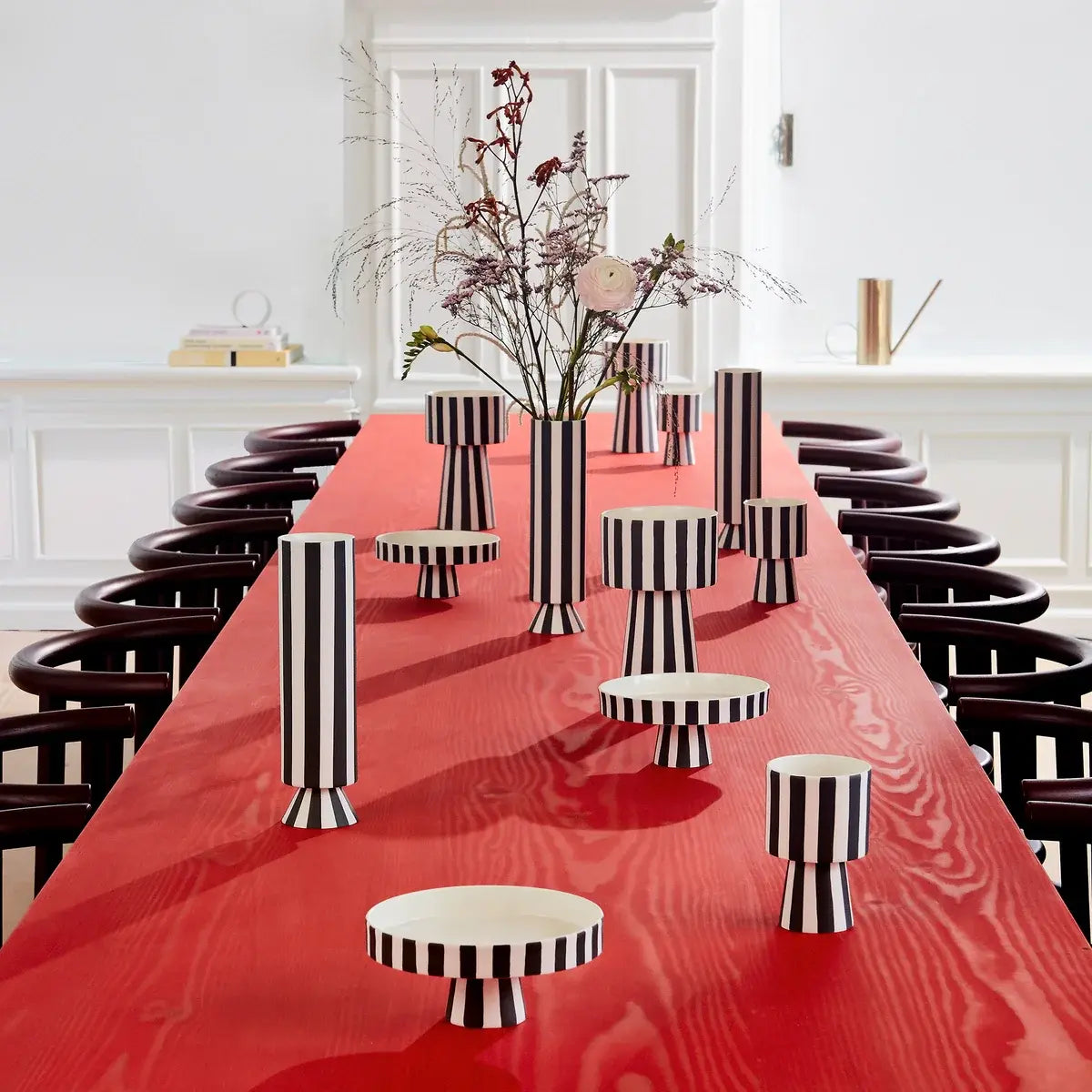 B-Ware Oyoy Vase Gefäß Streifenmuster Keramik Weiß Schwarz 28 Cm Toppu Serie - 5712195075927