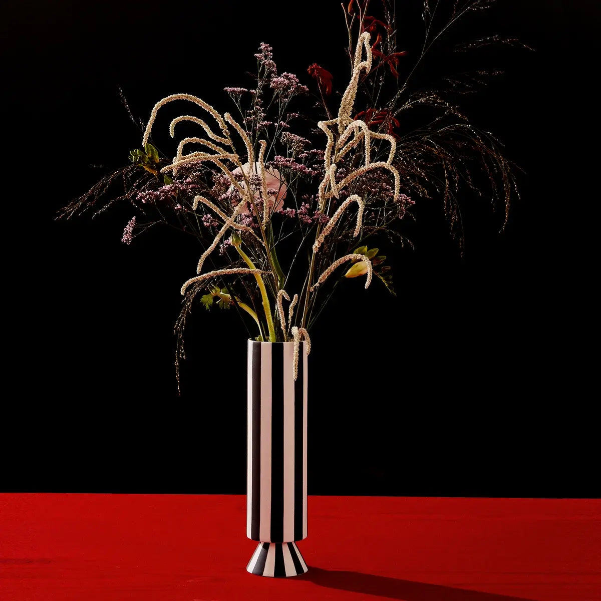 B-Ware Oyoy Vase Gefäß Streifenmuster Keramik Weiß Schwarz 28 Cm Toppu Serie - 5712195075927