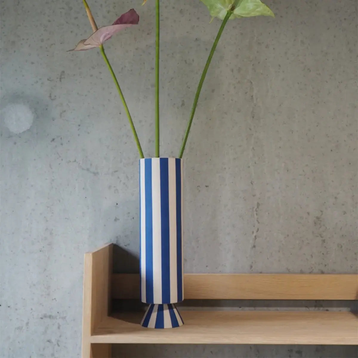 B-Ware Oyoy Vase Gefäß Streifenmuster Keramik Weiß Schwarz 28 Cm Toppu Serie - 5712195075927