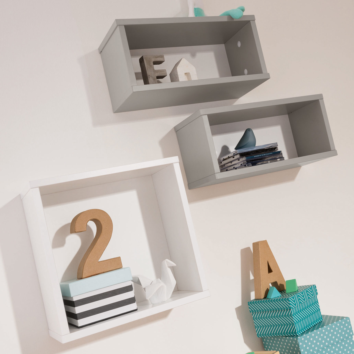 PAIDI Wandbox Regal Aufbewahrung Kinderzimmer Fiene Kieselgrau Stauraum Lösung - 4250004669703