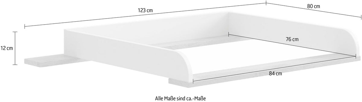 Paidi Wickelaufsatz Aufsatz Kommode Theo schmal schiefergrau Eiche geschlossen - 4250004672932