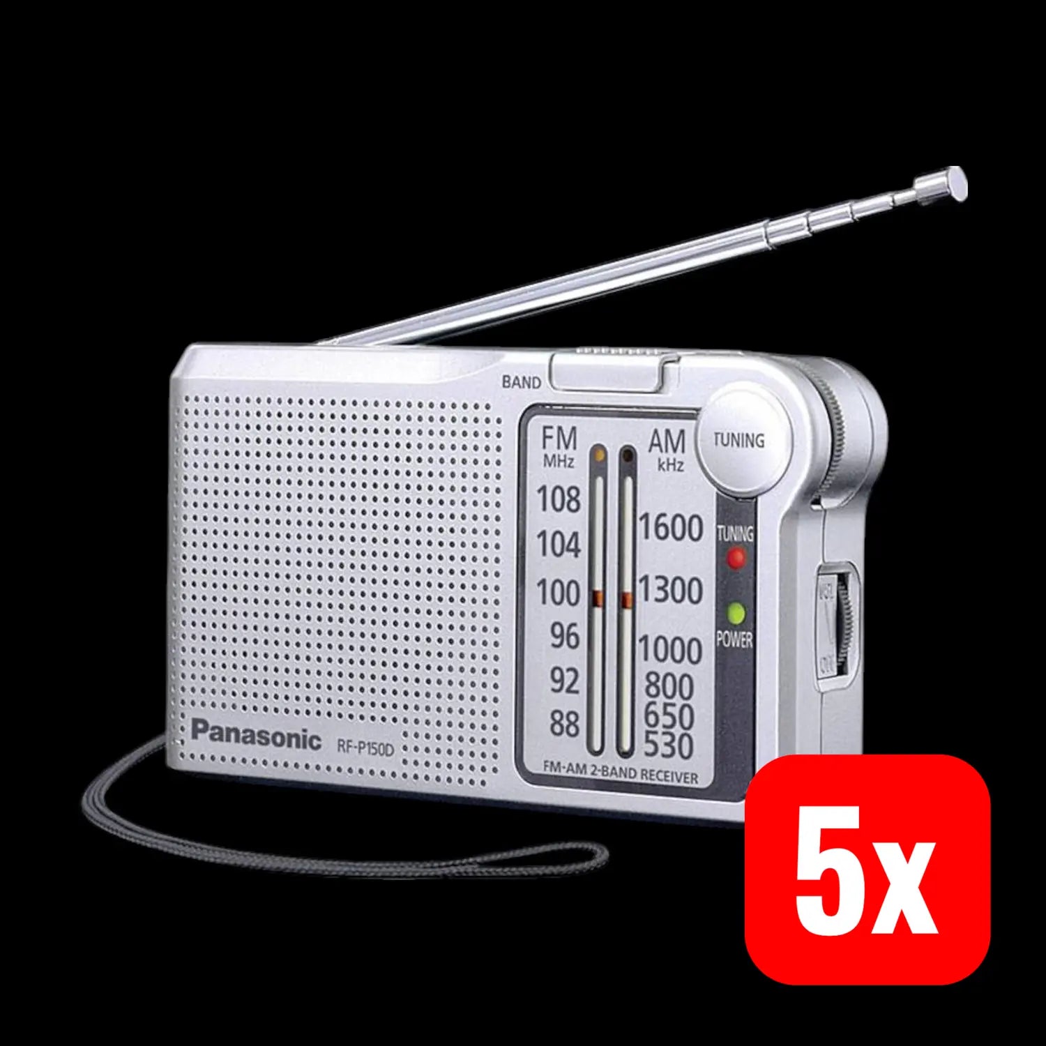 B-Ware Panasonic Rf P150 Deg Ukw Taschenradio Analog Tuner Handschlaufe Silber 5 Stück - 5025232863464
