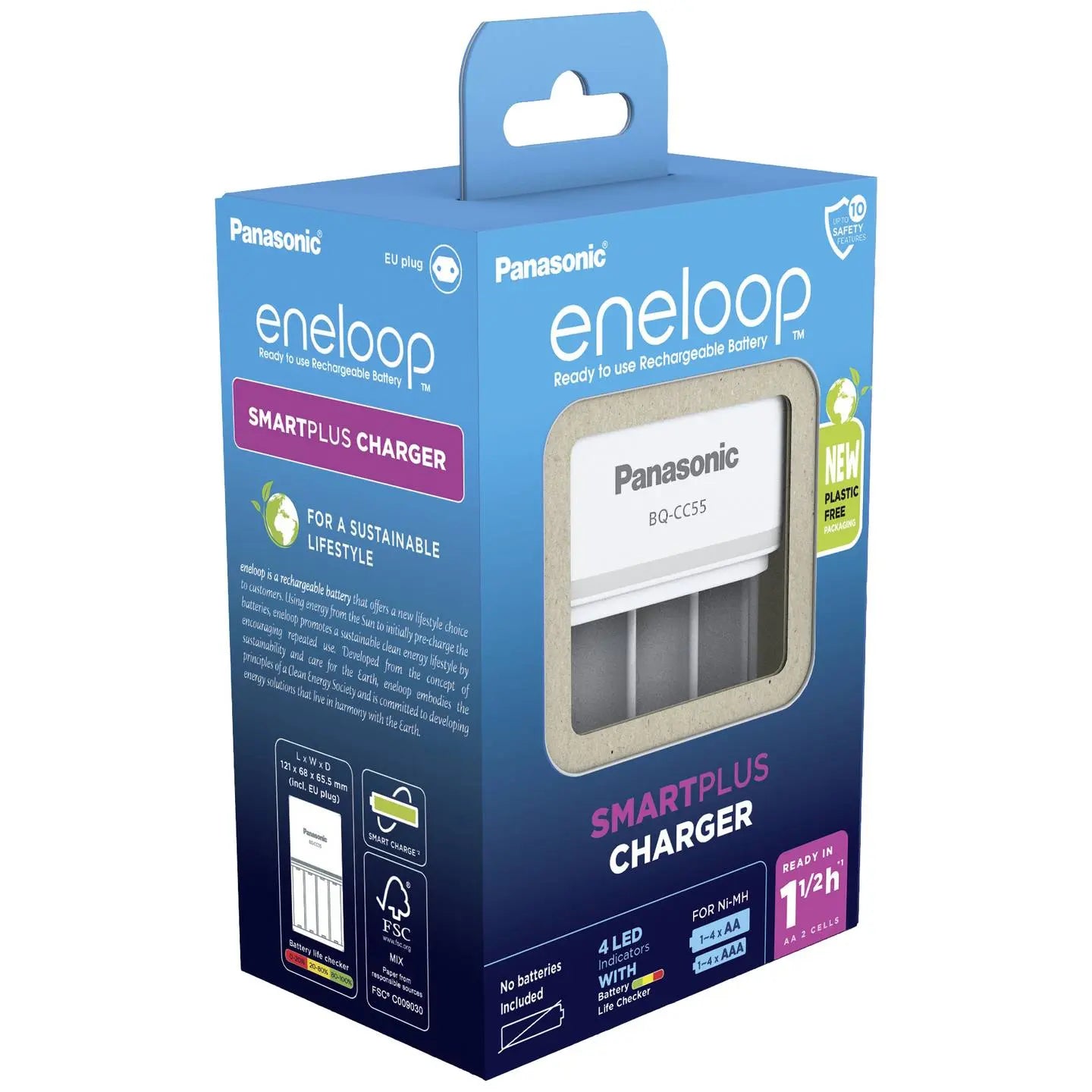 B-Ware Panasonic Akkuladegerät Batterieladegerät Ni Mh Micro Aaa Mignon Aa Bq Cc55 - 5410853063926