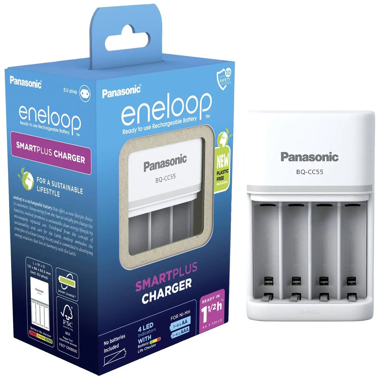 B-Ware Panasonic Akkuladegerät Batterieladegerät Ni Mh Micro Aaa Mignon Aa Bq Cc55400 - 5410853063926