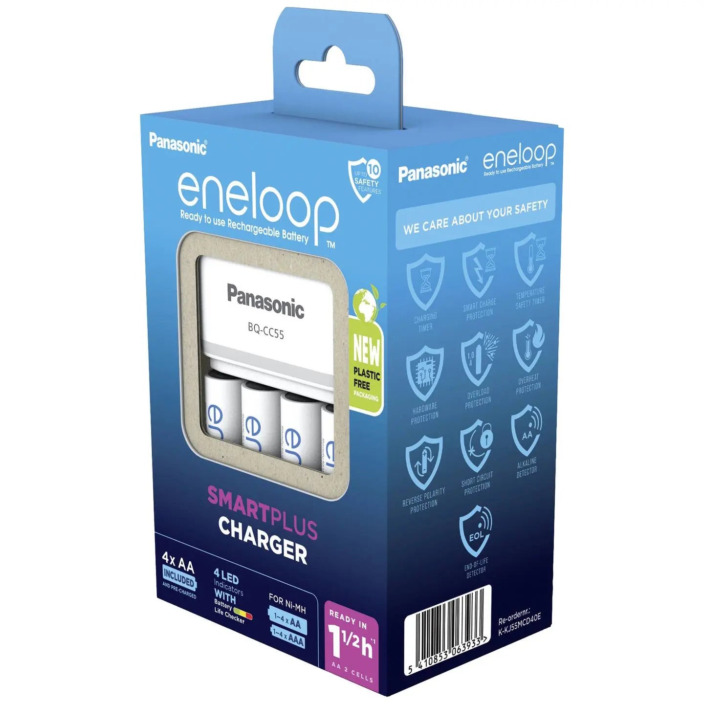 B-Ware Panasonic Rundzellen Ladegerät Batterieladegerät Eneloop Aa 4 Akkus Mignon Set - 5410853063933