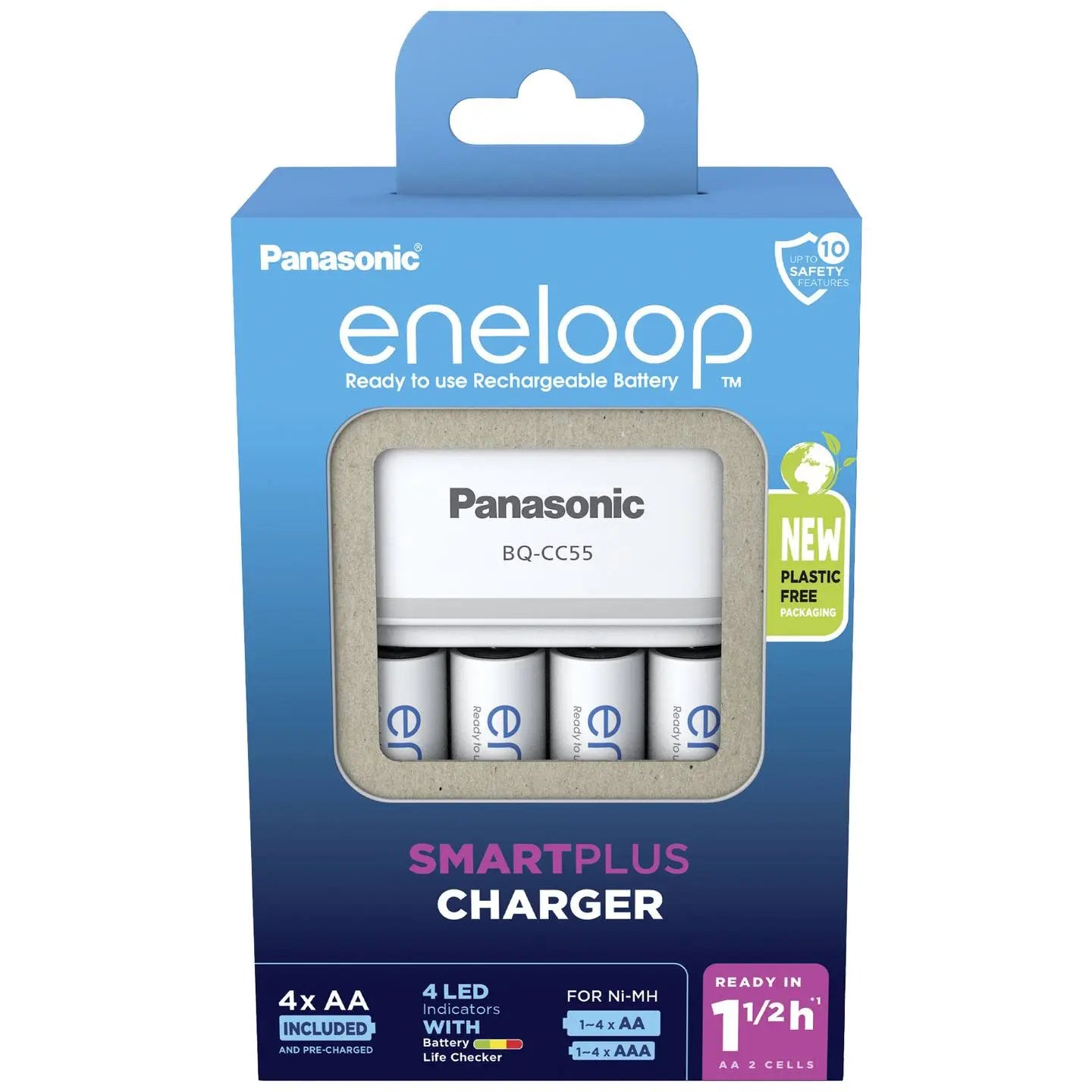 B-Ware Panasonic Rundzellen Ladegerät Batterieladegerät Eneloop Aa 4 Akkus Mignon Set - 5410853063933