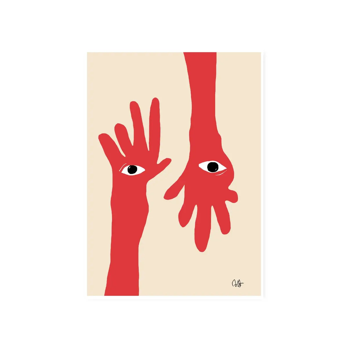 B-Ware Paper Collective Poster Wandbild Hamsa Hands Rot 50 X 70 Cm Kunstwerk - 5713450011377