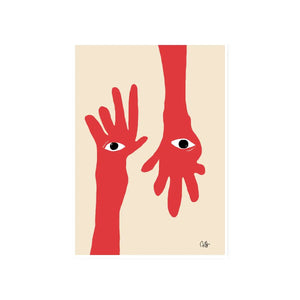 B-Ware Paper Collective Poster Wandbild Hamsa Hands Rot 50 X 70 Cm Kunstwerk