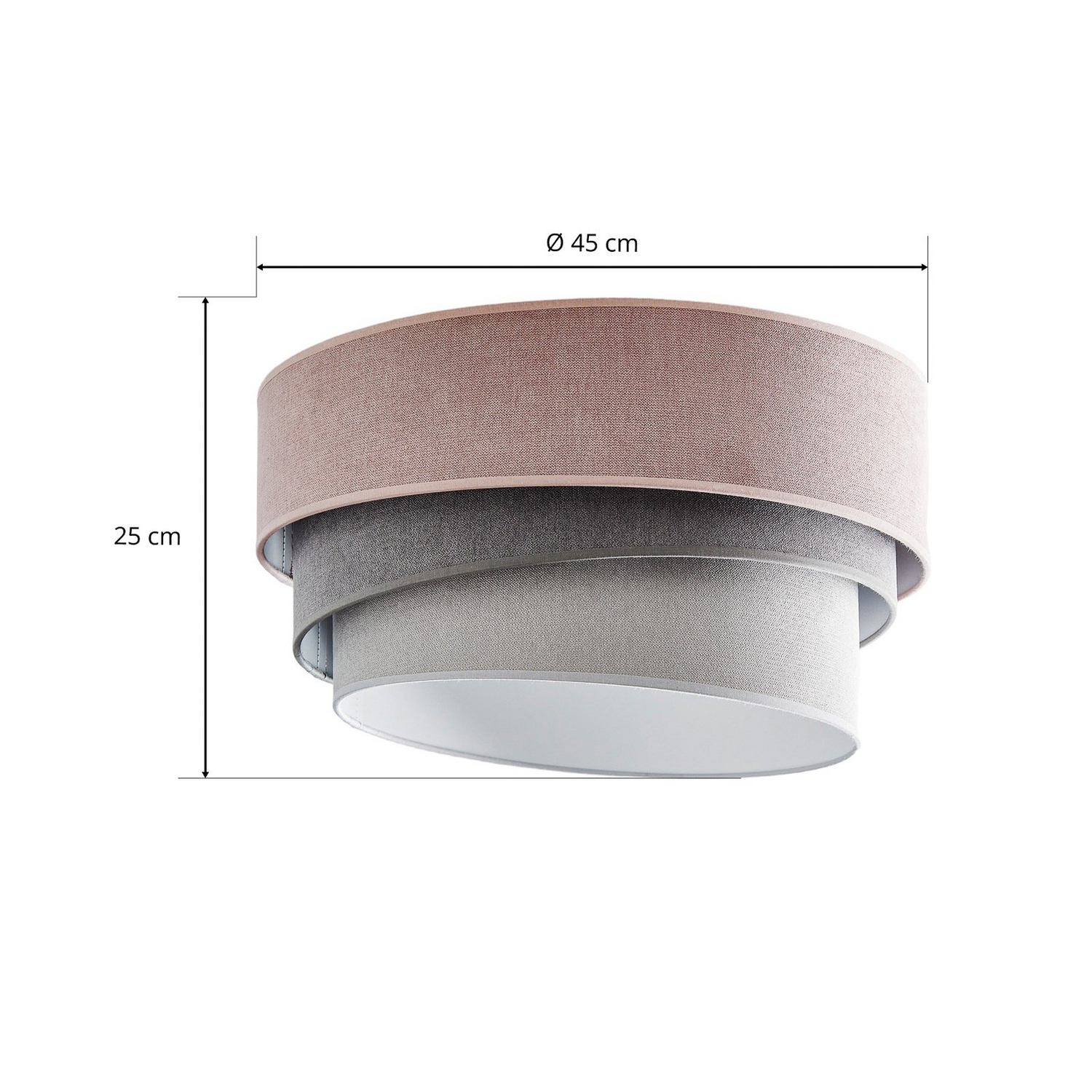 Pastell Deckenlampe Trio Leuchte Lampe ø 45cm Pink Grau Hellgrau Samt Licht  B-Ware - 5903689184069