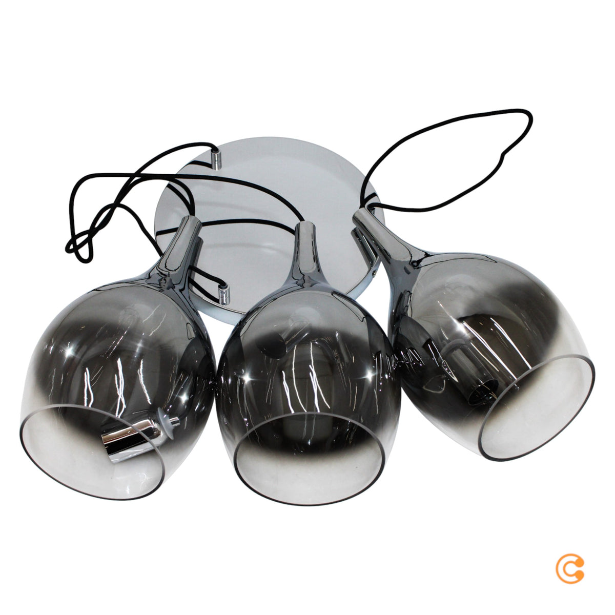 Paul Neuhaus Hängeleuchte Pilua Glaslampe Chrom rauchgrau 3-flammig LED E27 - 4012248366097