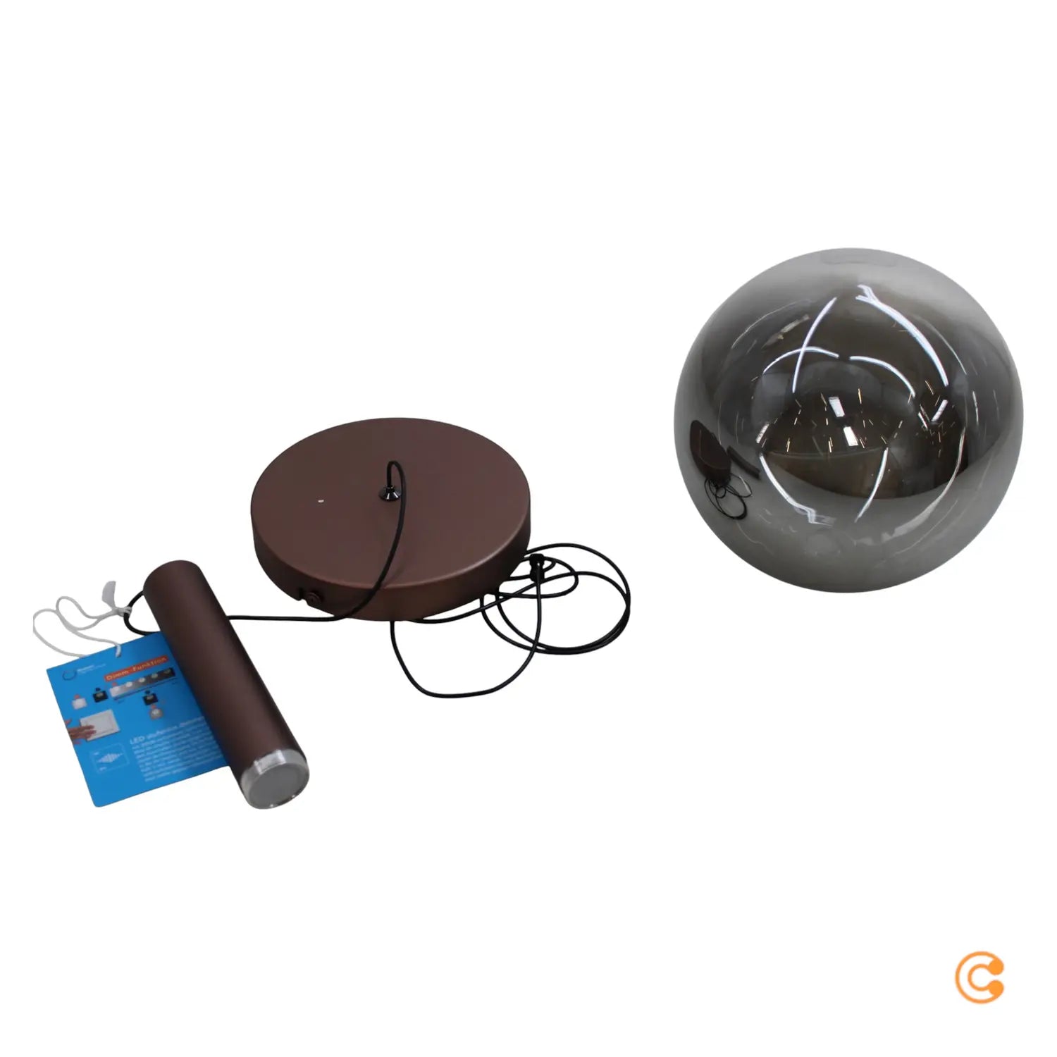 B-Ware Paul Neuhaus Pendelleuchte Hängelampe Led Bowl Braun Rauchgrau Glas Eisen ø 20cm - 4012248396377