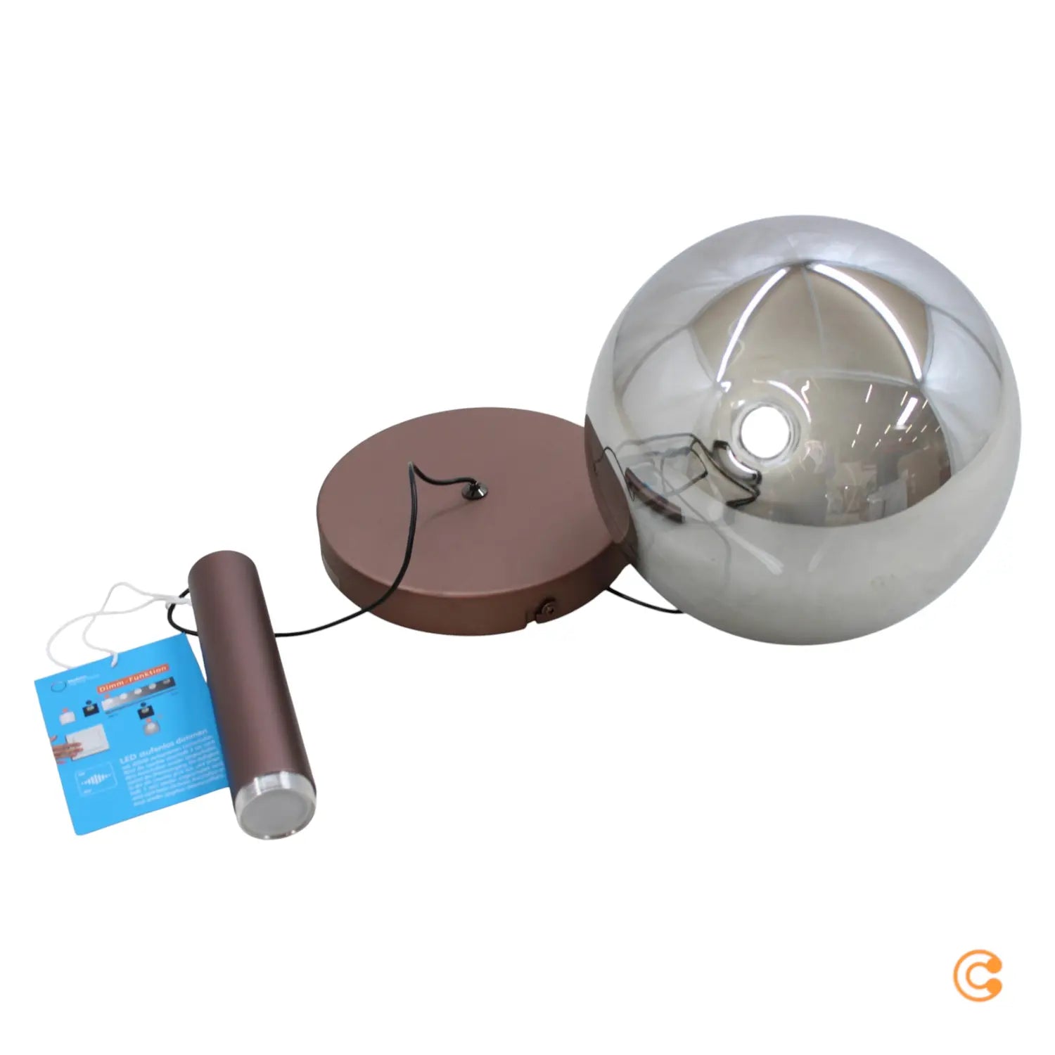 B-Ware Paul Neuhaus Pendelleuchte Hängelampe Led Bowl Braun Rauchgrau Glas Eisen ø 20cm - 4012248396377