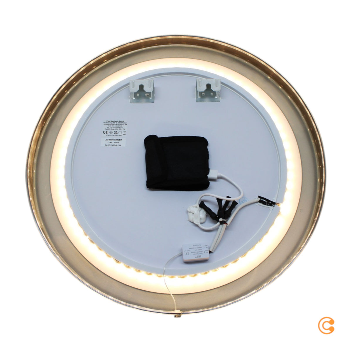 Paul Neuhaus Wandspiegel Spiegel LED VIDRO grau Powerbank Schalter Glas Metall - 4012248392102