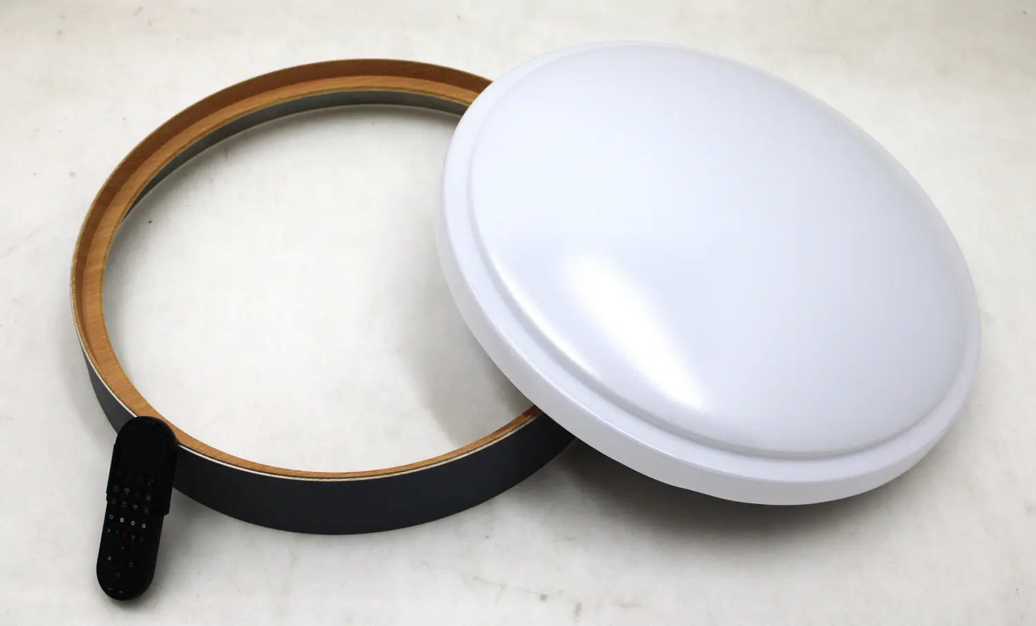 B-Ware Q Smart Home Deckenleuchte Lampe Led Leuchte Grau Holz Hell Sprachsteuerung 444