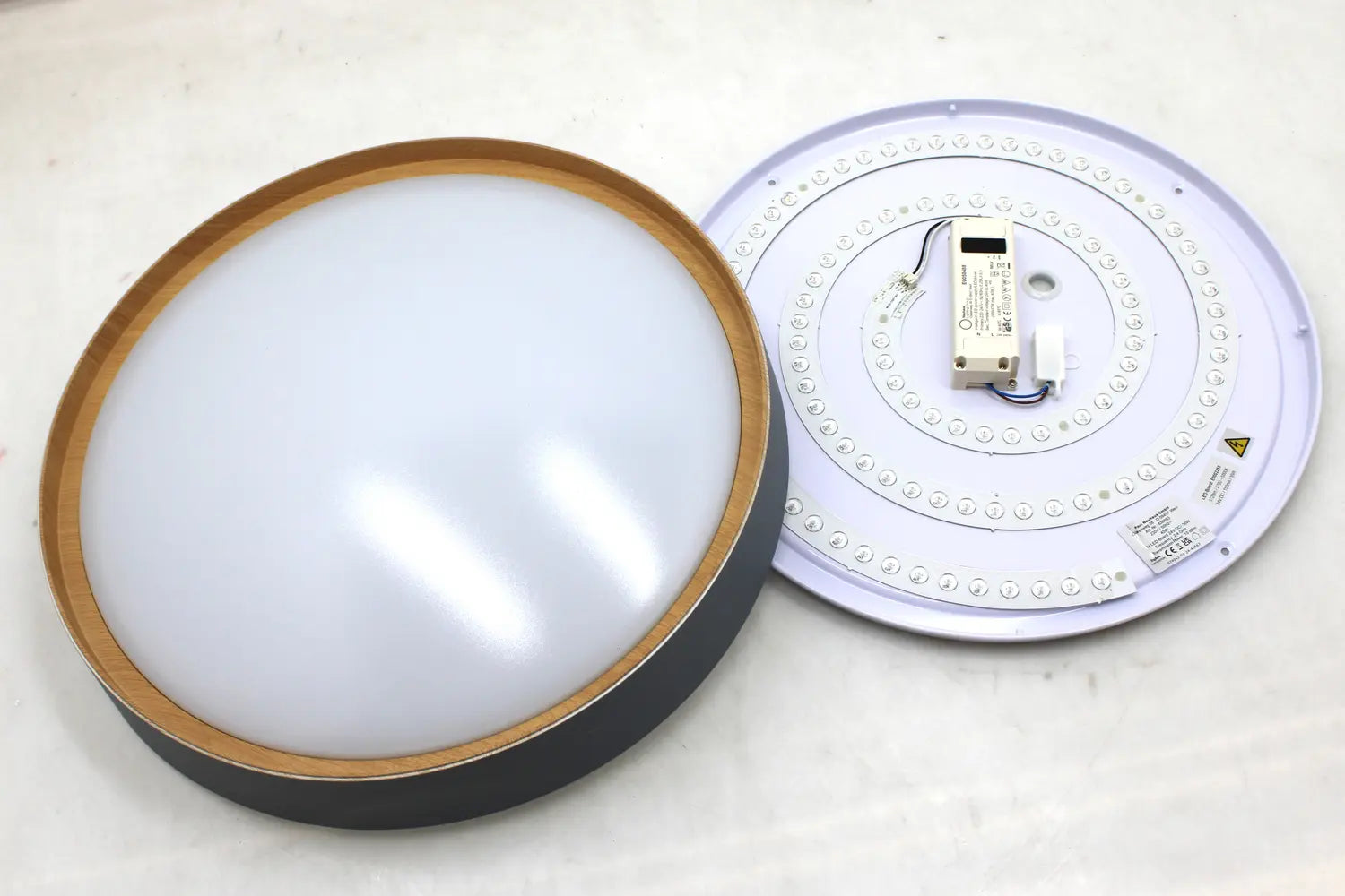 B-Ware Q Smart Home Deckenleuchte Lampe Led Leuchte Grau Holz Hell Sprachsteuerung 444