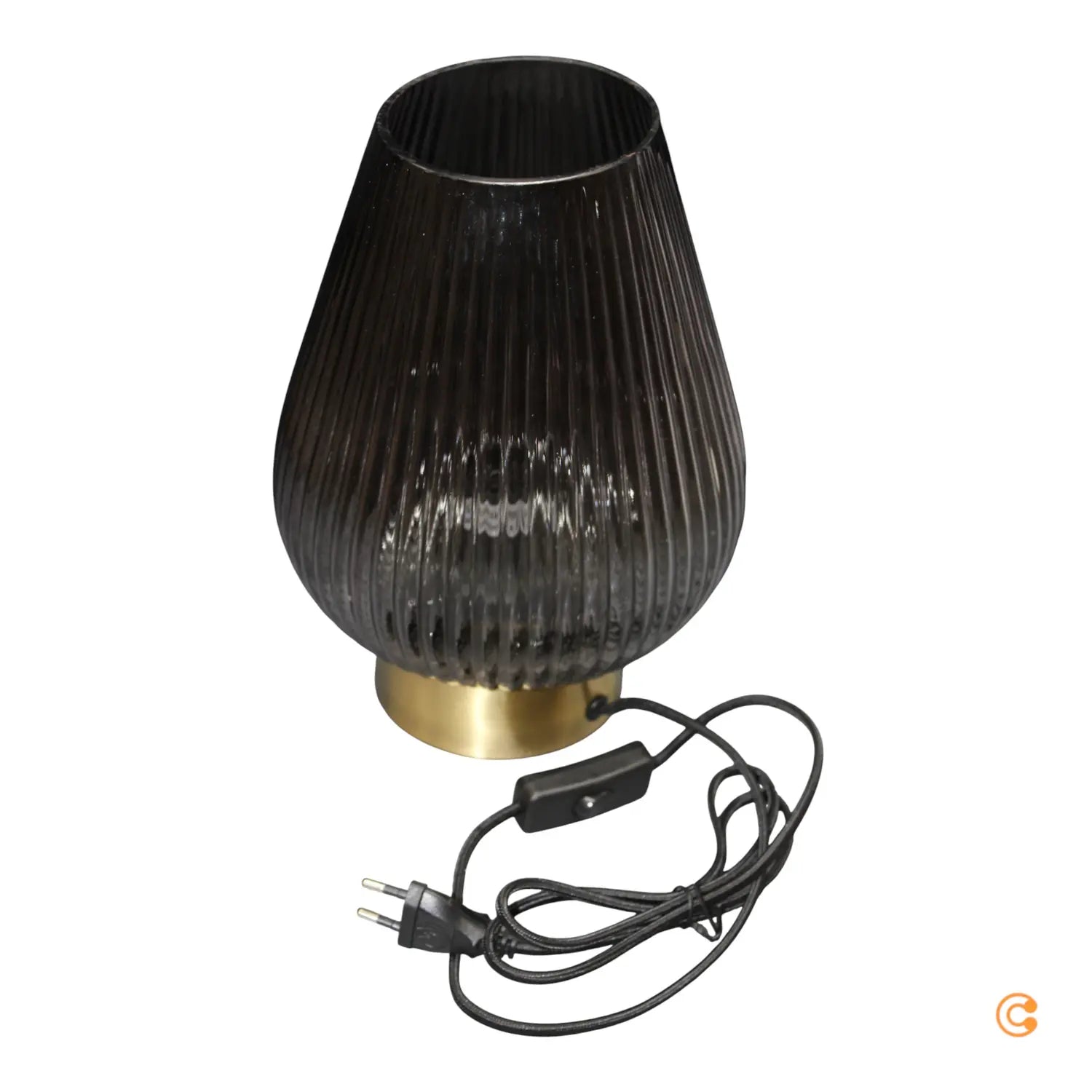 B-Ware Pauleen Tischleuchte Lampe Glas Rauchgrau Messing Schalter E27 28cm 19cm 40 W - 4000870481585