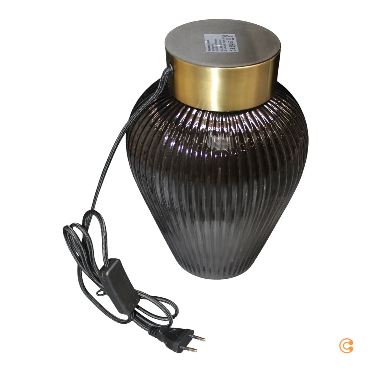 B-Ware Pauleen Tischleuchte Lampe Glas Rauchgrau Messing Schalter E27 28cm 19cm 40 W - 4000870481585