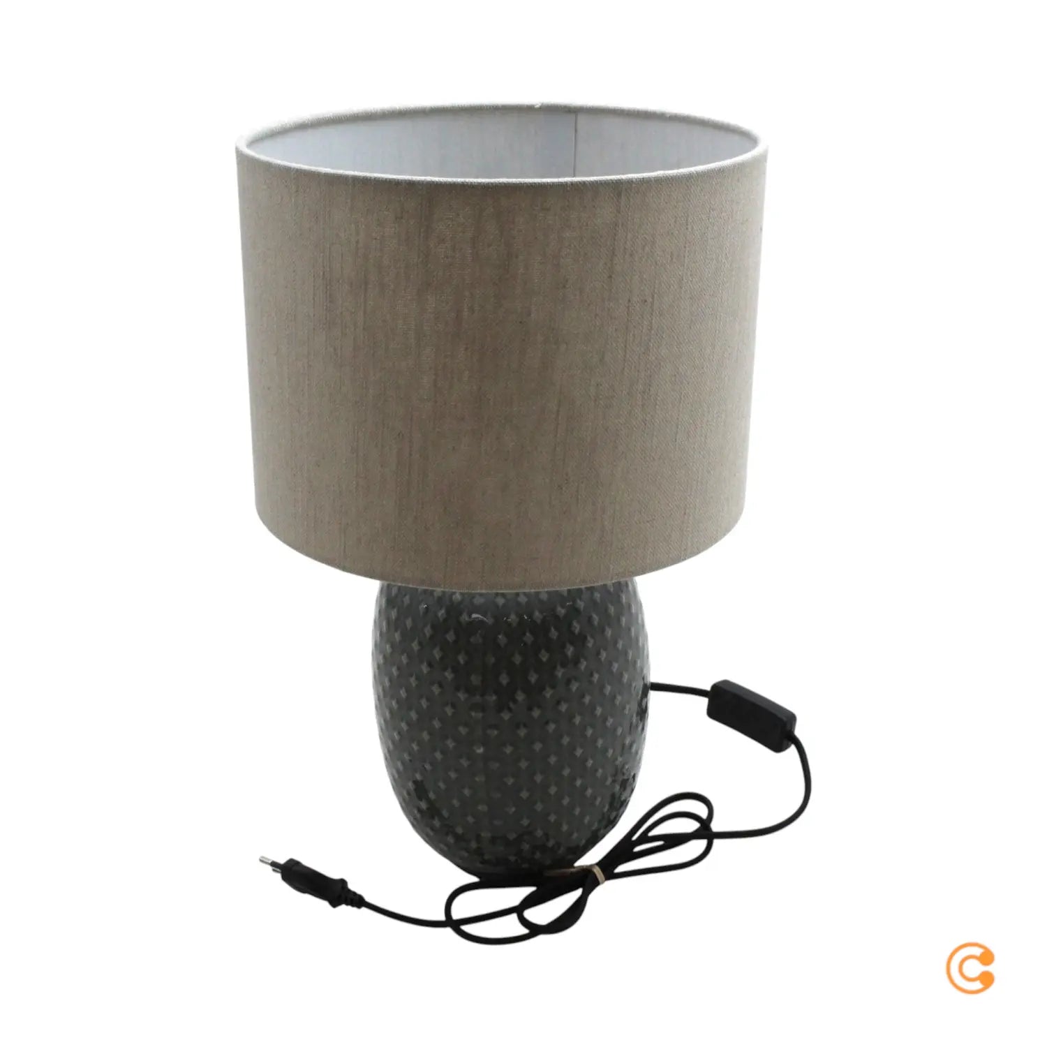 B-Ware Pauleen Tischlampe Tischleuchte Keramikfuß Classy Grau Beige Schalter E27 Led - 4000870481530