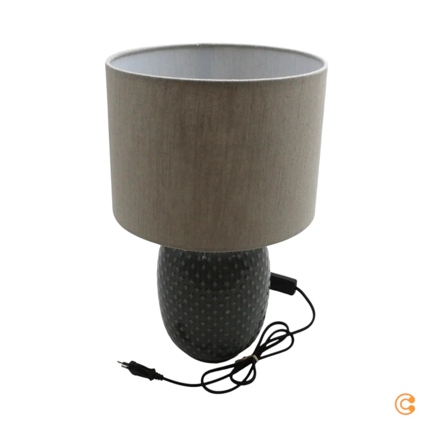 B-Ware Pauleen Tischlampe Tischleuchte Keramikfuß Classy Grau Beige Schalter E27 Led - 4000870481530