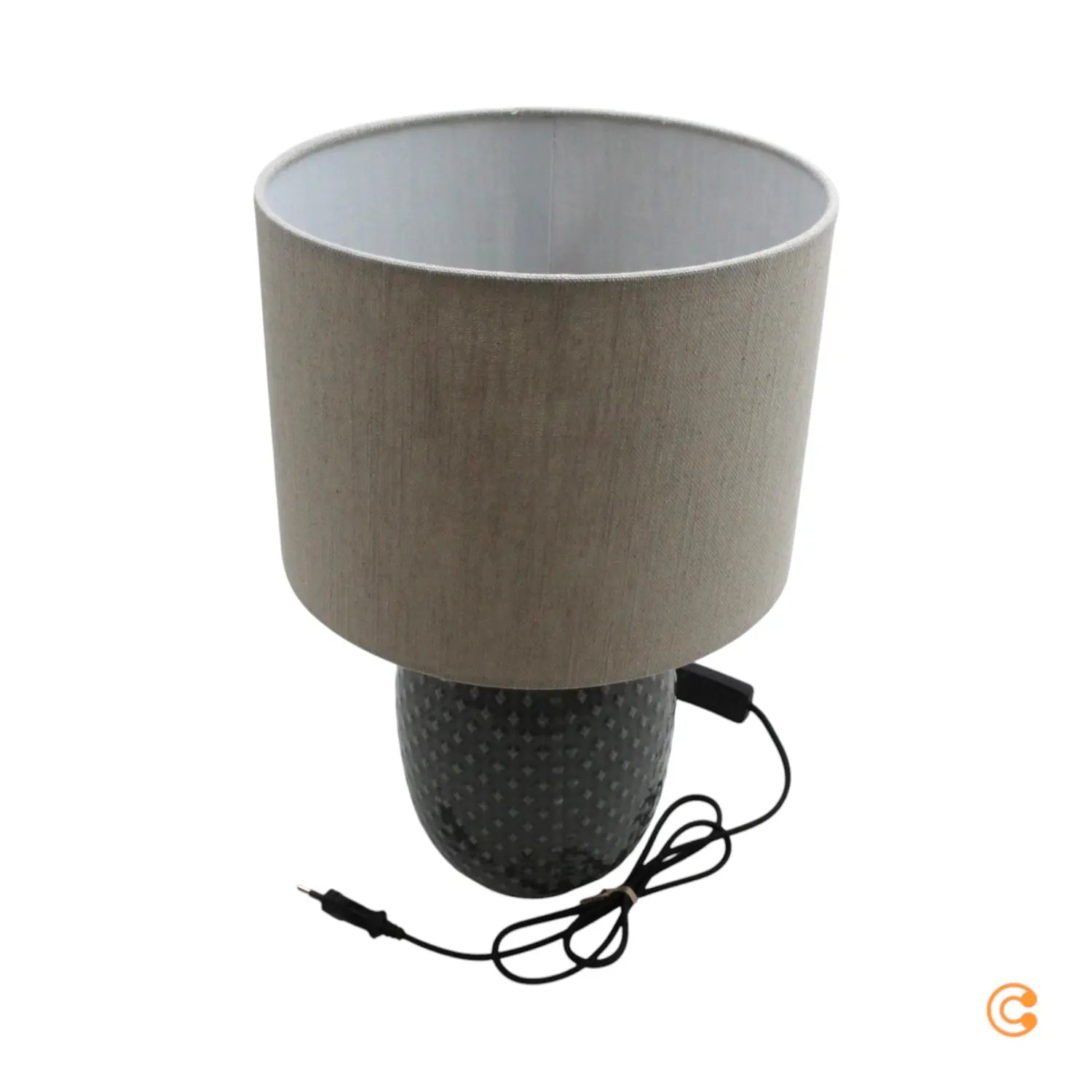 B-Ware Pauleen Tischlampe Tischleuchte Keramikfuß Classy Grau Beige Schalter E27 Led - 4000870481530
