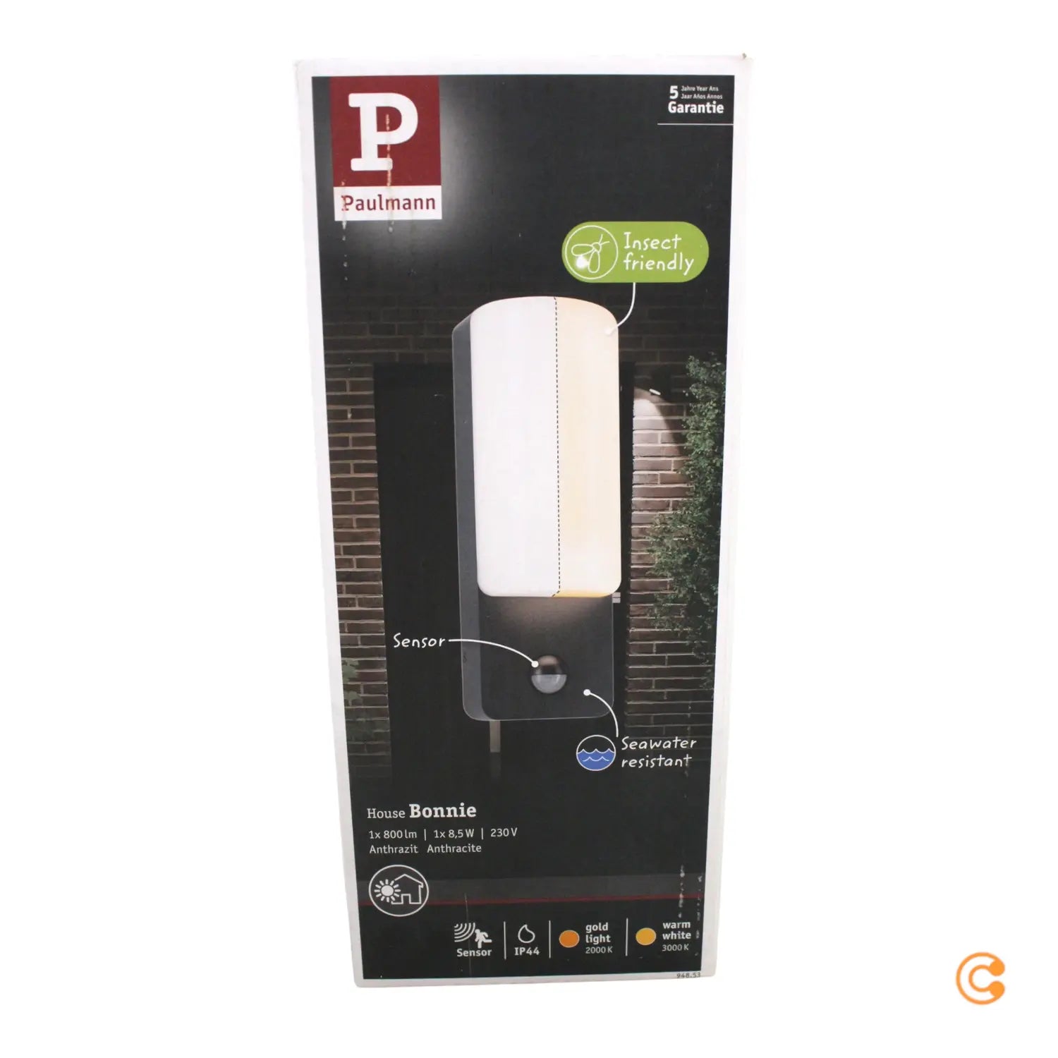 B-Ware Paulmann Led Außenwandlampe Leuchte Sensor Lampe Bonnie Anthrazit 2200 K 3000 K - 4000870948538