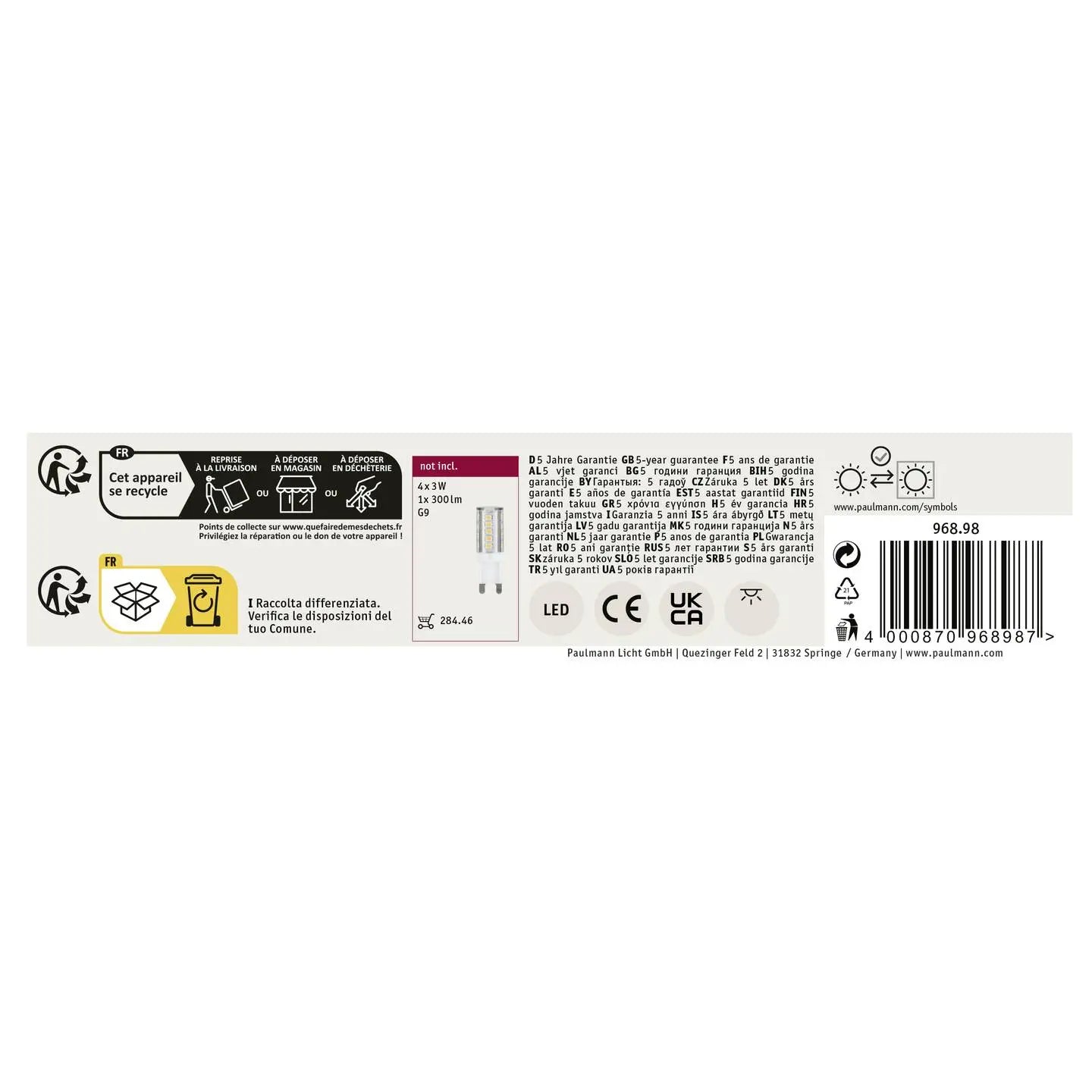 B-Ware Paulmann U Rail Blossom 4x Basisset Chrom/Satiniert Deckenlampe Deckenleuchte G7 - 4000870968987