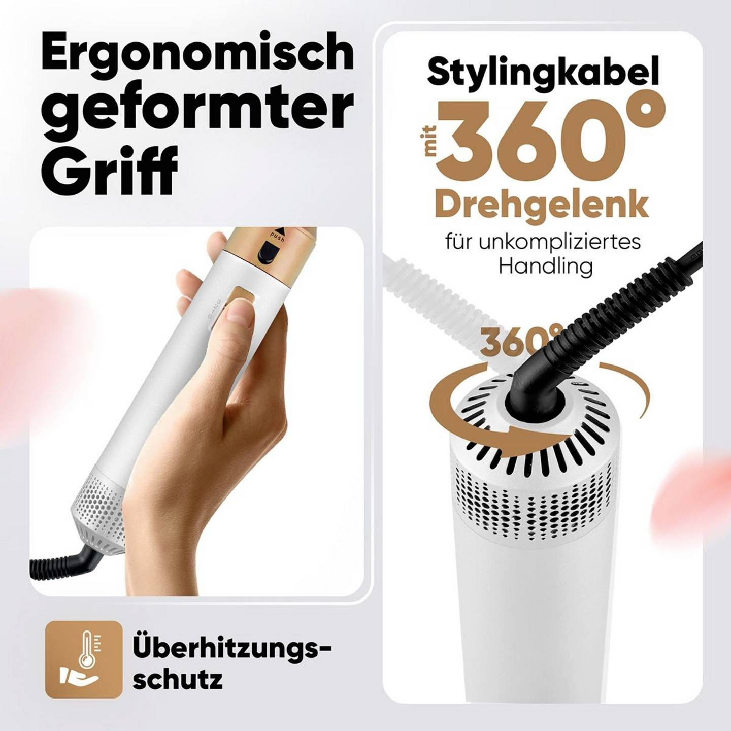 B-Ware Profi Care Multi Styler Haarstyler Warmluftbürste Weiß Rose 4in1 Stylingset - 4006160231328