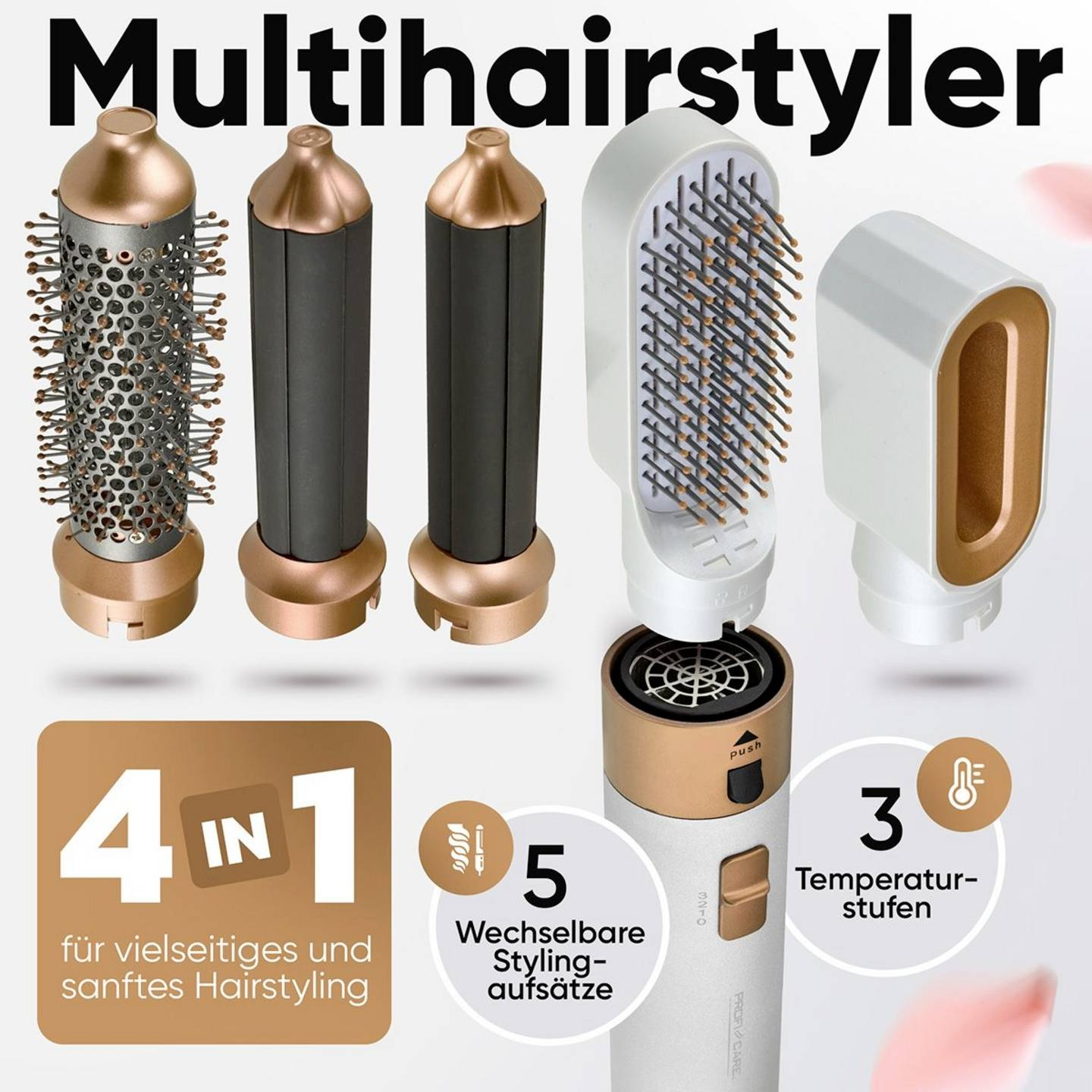 B-Ware Profi Care Multi Styler Haarstyler Warmluftbürste Weiß Rose 4in1 Stylingset - 4006160231328