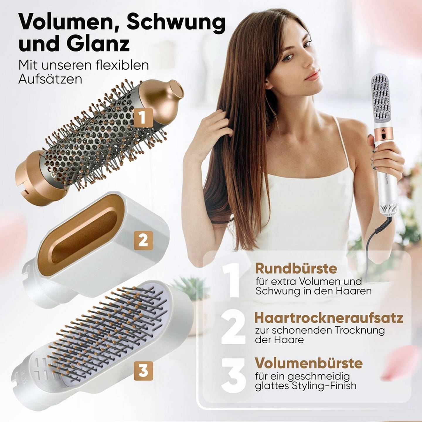 B-Ware Profi Care Multi Styler Haarstyler Warmluftbürste Weiß Rose 4in1 Stylingset - 4006160231328