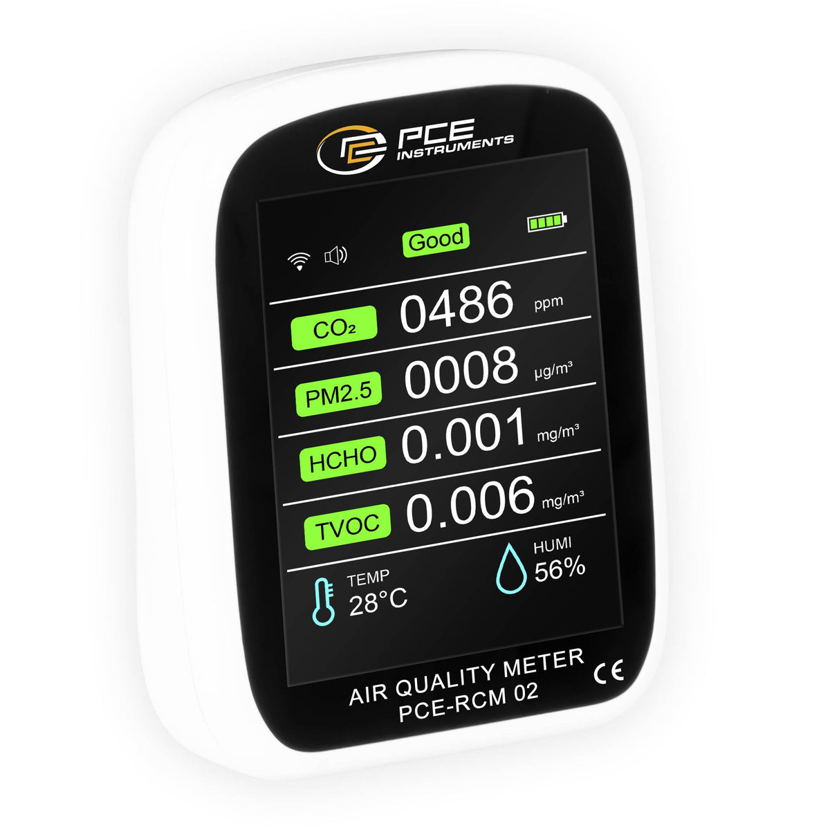 PCE Instruments Luftqualitätsdetektor Partikelzähler CO2 USB-C Umwelt-Messgerät - 4250348735096