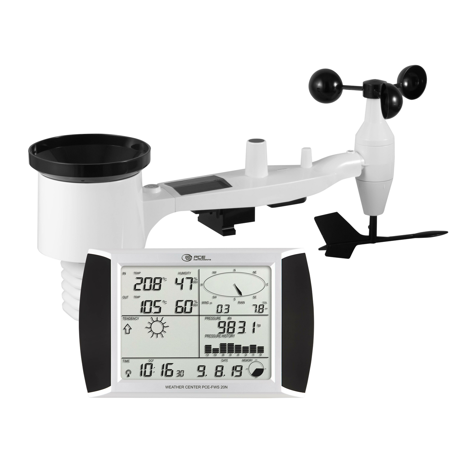 Pce Instruments Wetterstation Touchscreen Display Solarmodul Siehe Text/Foto B-Ware - 4250348719676