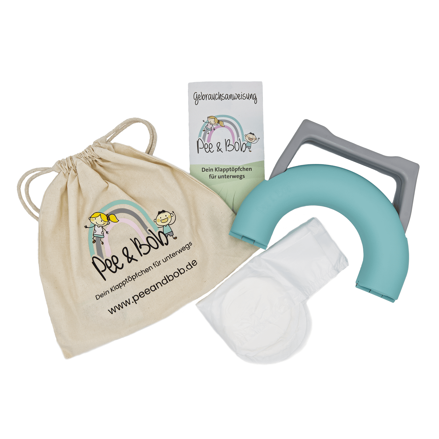 B-Ware Pee & Bob Starter Set Klapptöpfchen Reise Töpfchen Mint Kindertoilette Unterwegs