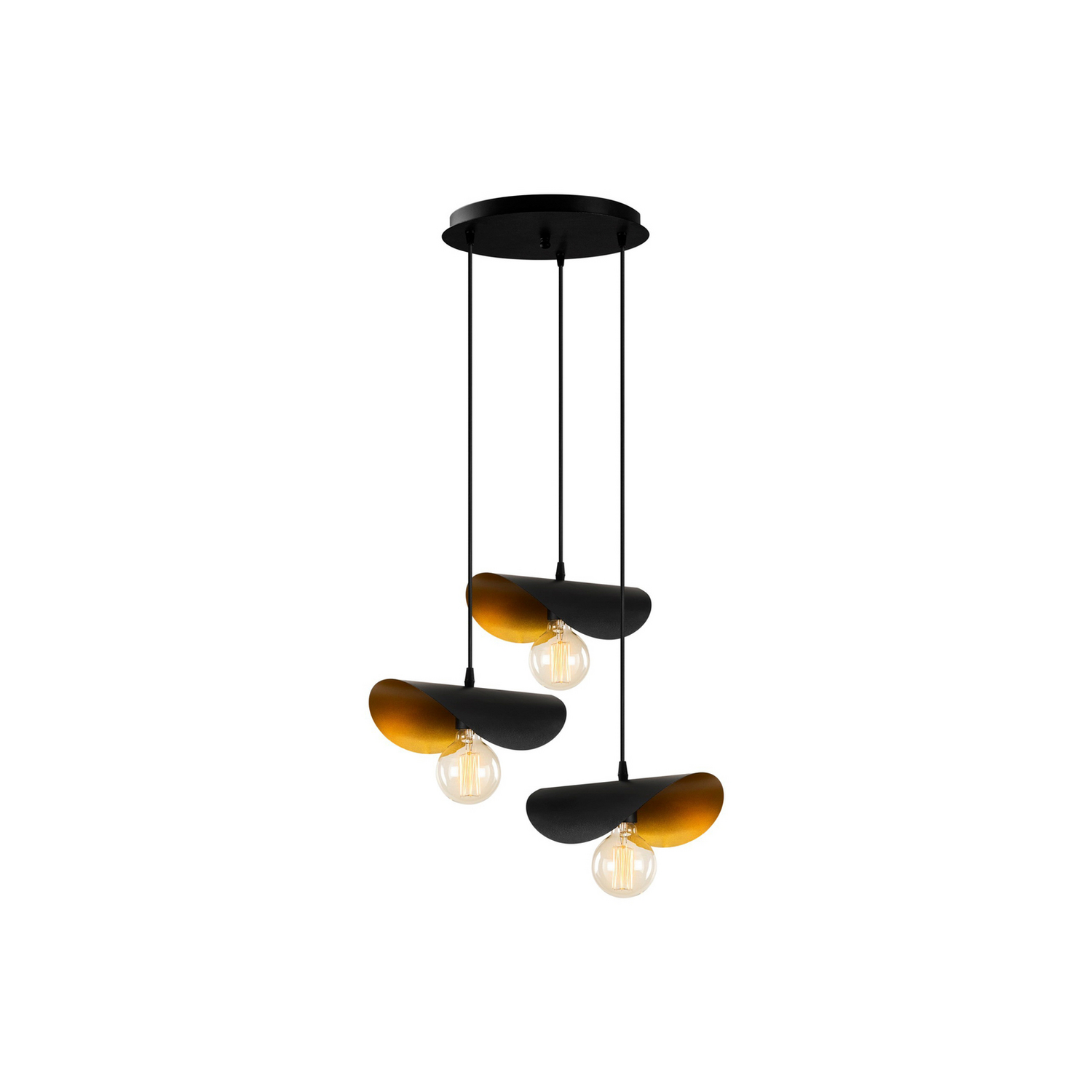 Pendel Sivani Mr 966 3 Flg. Rondell Deckenleuchte Lampe Schwarz Gold Modern B-Ware - 8681875648799
