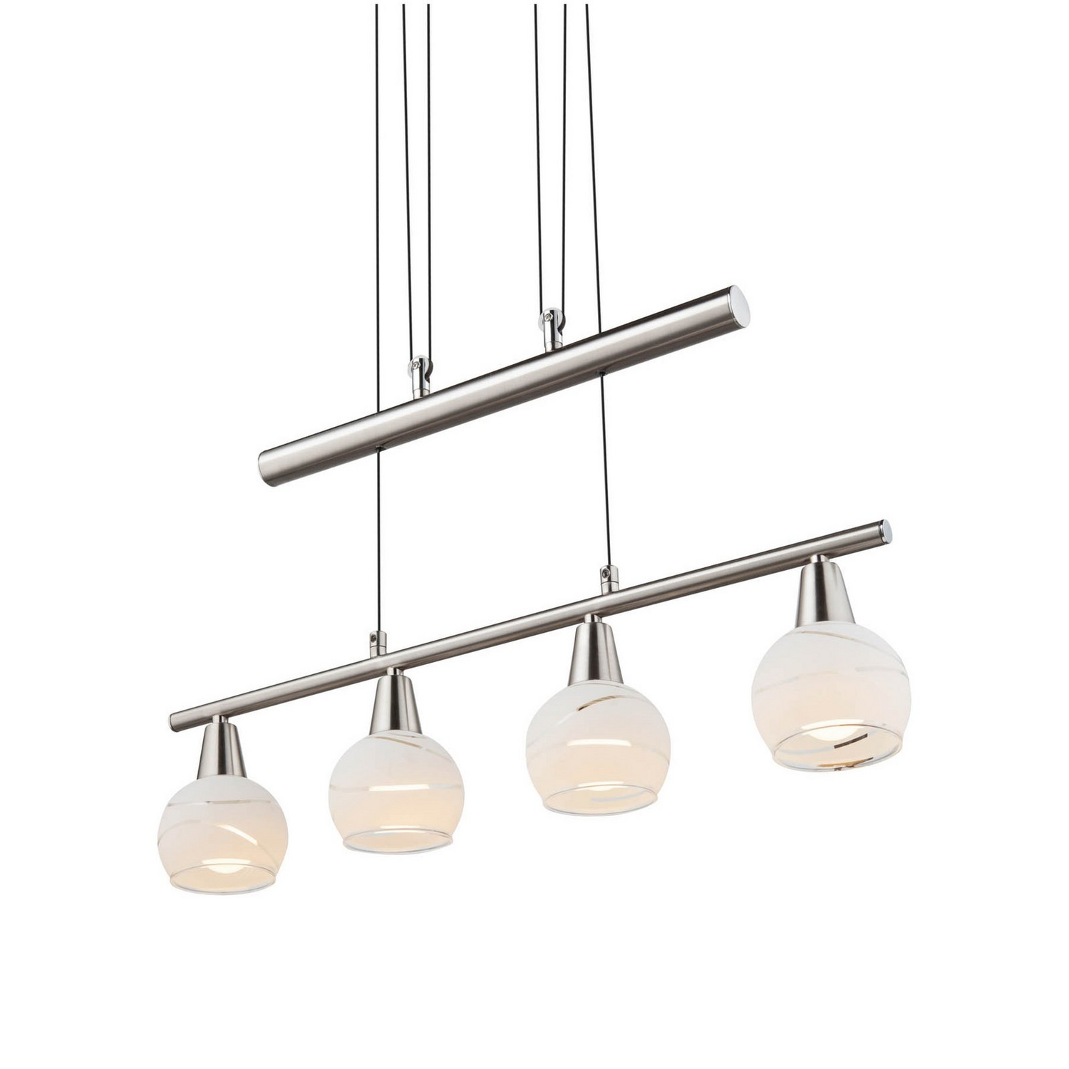 B-Ware Elliott Pendellampe Hängeleuchte Pendelleuchte Nickel Matt Metall Glas 60 Cm