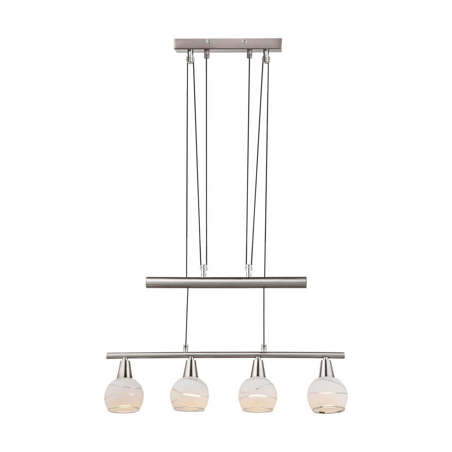 B-Ware Elliott Pendellampe Hängeleuchte Pendelleuchte Nickel Matt Metall Glas 60 Cm